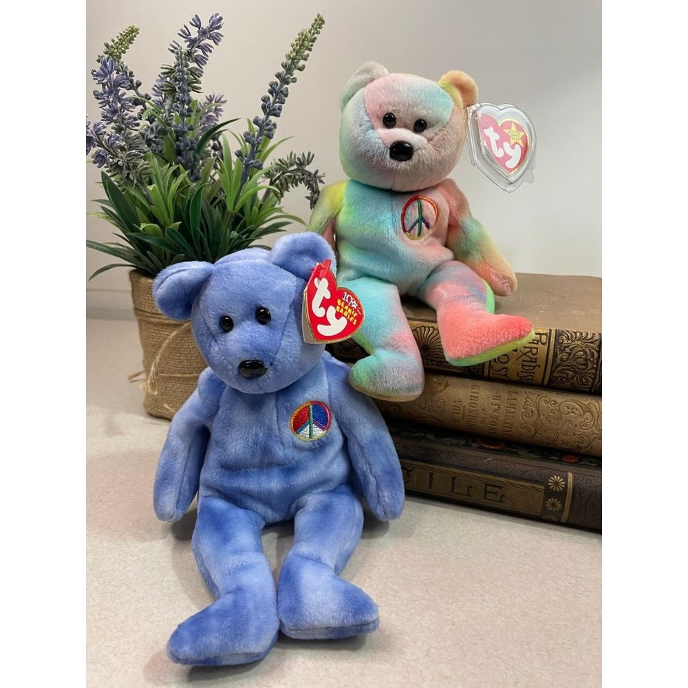 Vintage Ty Beanie Babies Peace & Peace Bear w/Tag Date Error